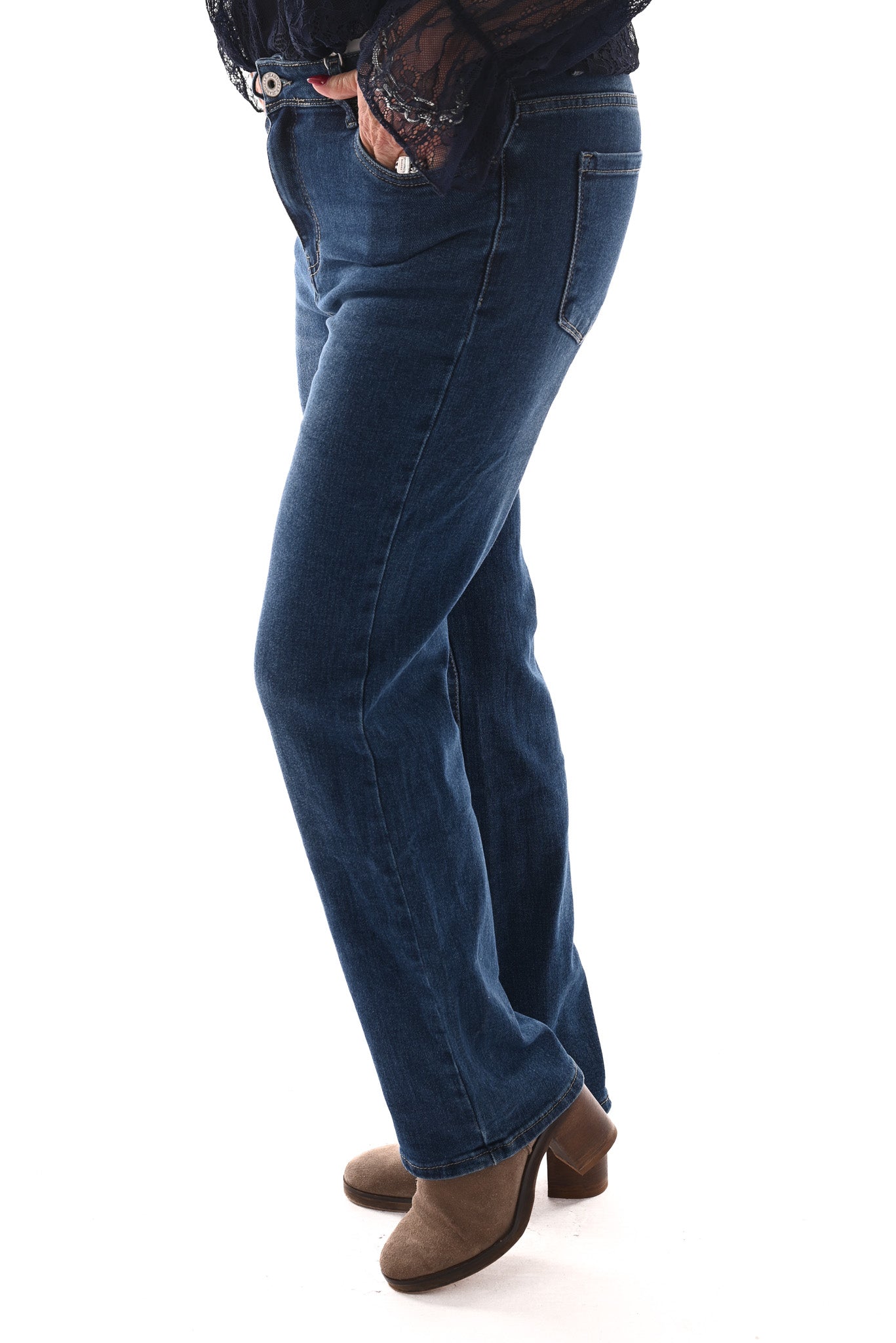 Norfy straight high waist jeans blauw