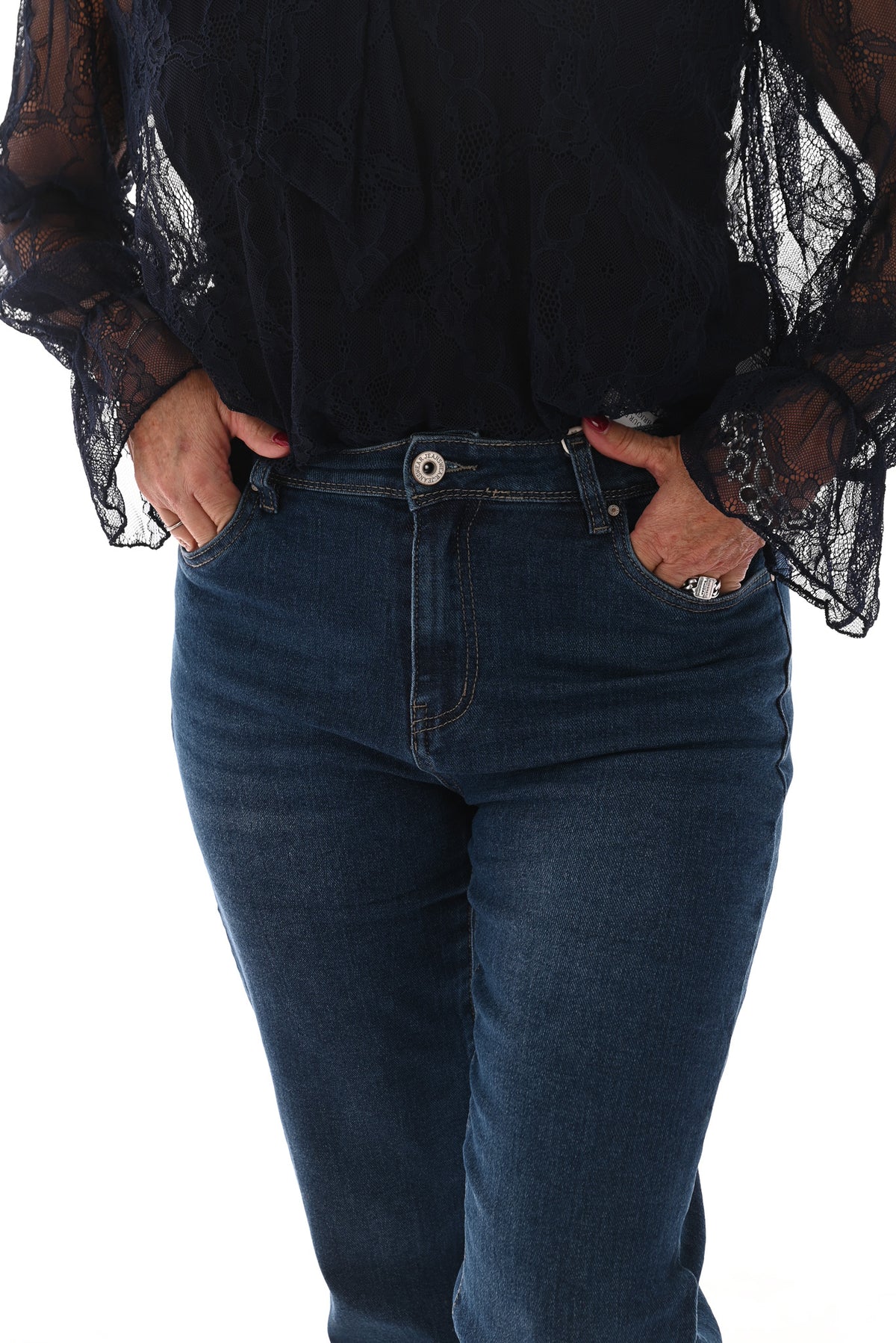 Norfy straight high waist jeans blauw
