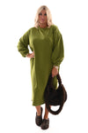 Sweaterdress met zakken groen