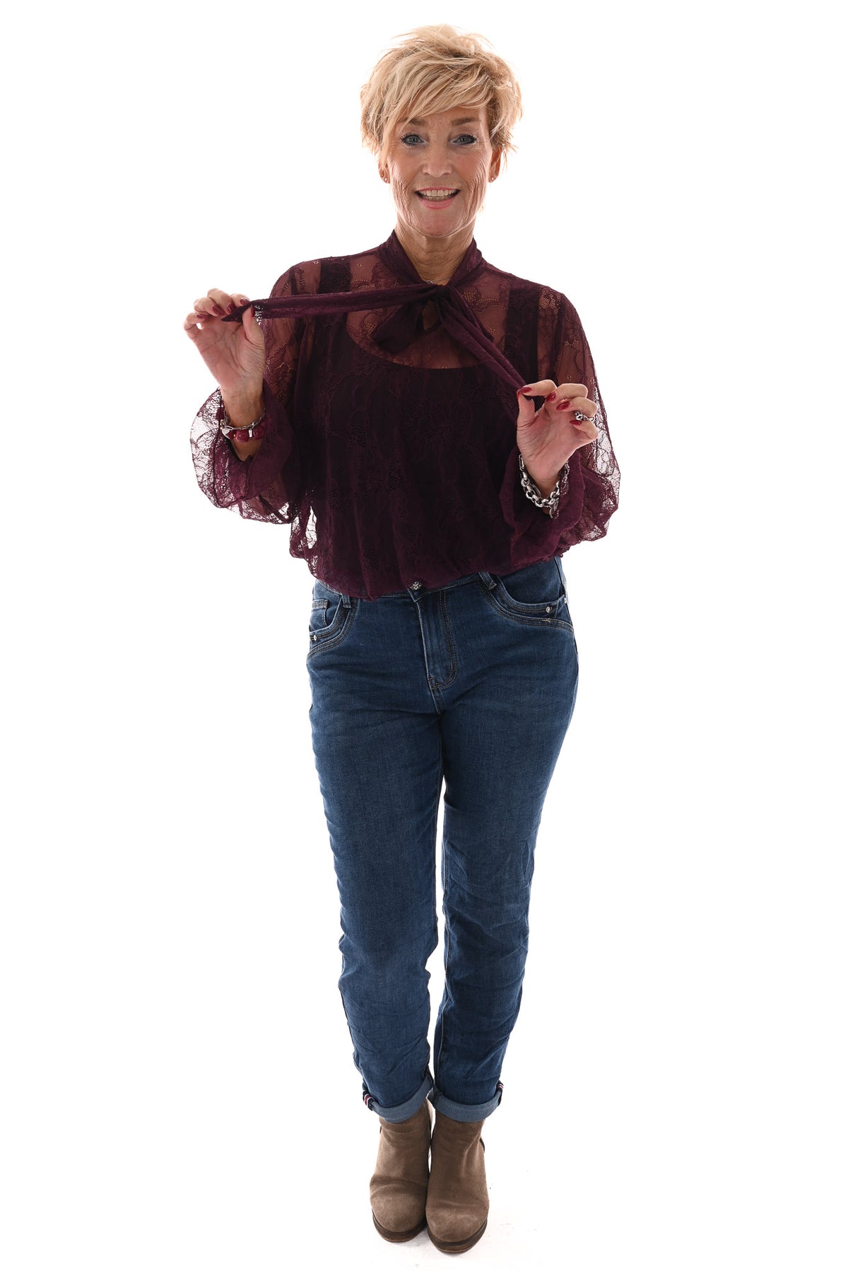 Karostar jeans baggy met bies omslag blauw