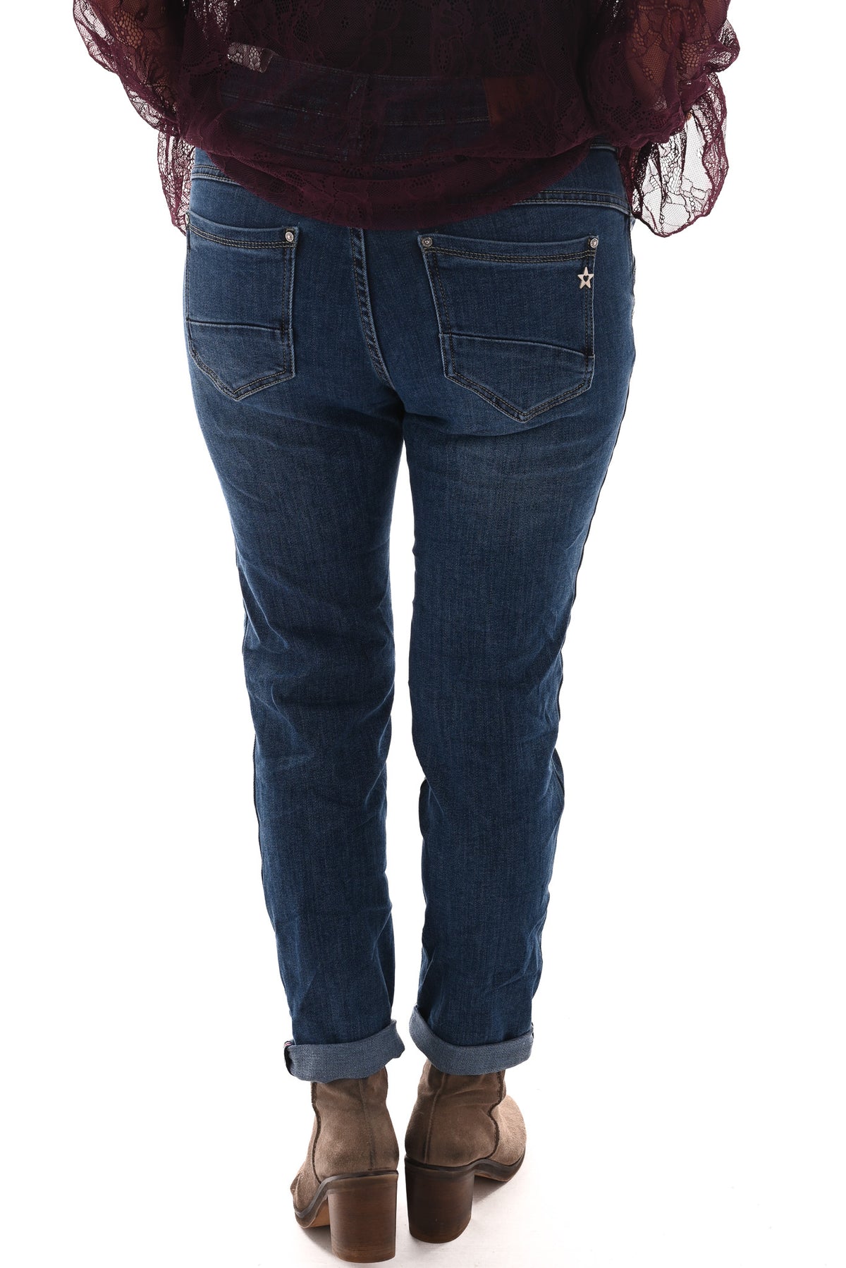 Karostar jeans baggy met bies omslag blauw
