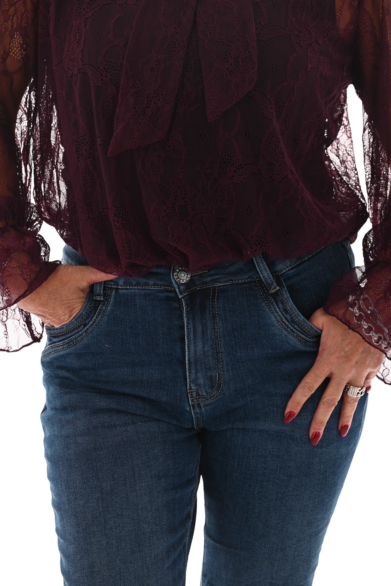 Karostar jeans baggy met bies omslag blauw