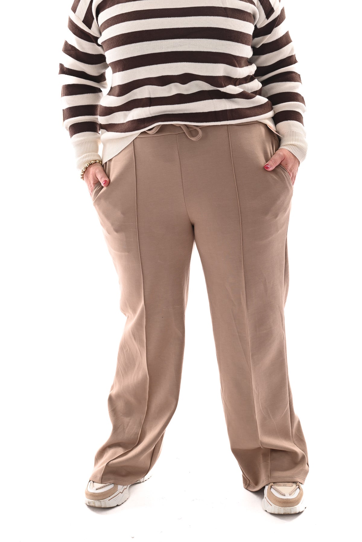 Joggingsbroek met elastieke band taupe