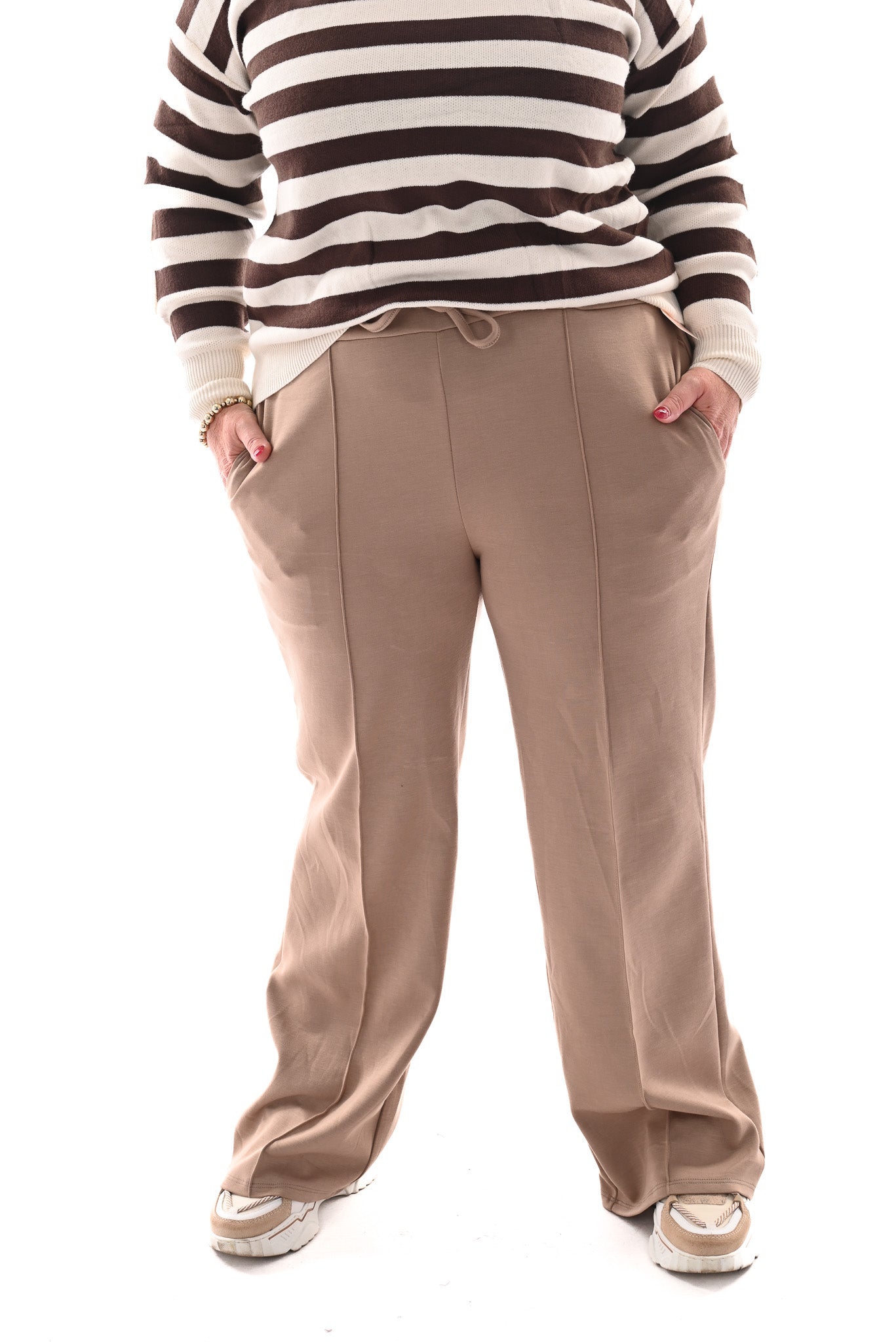 Joggingsbroek met elastieke band taupe