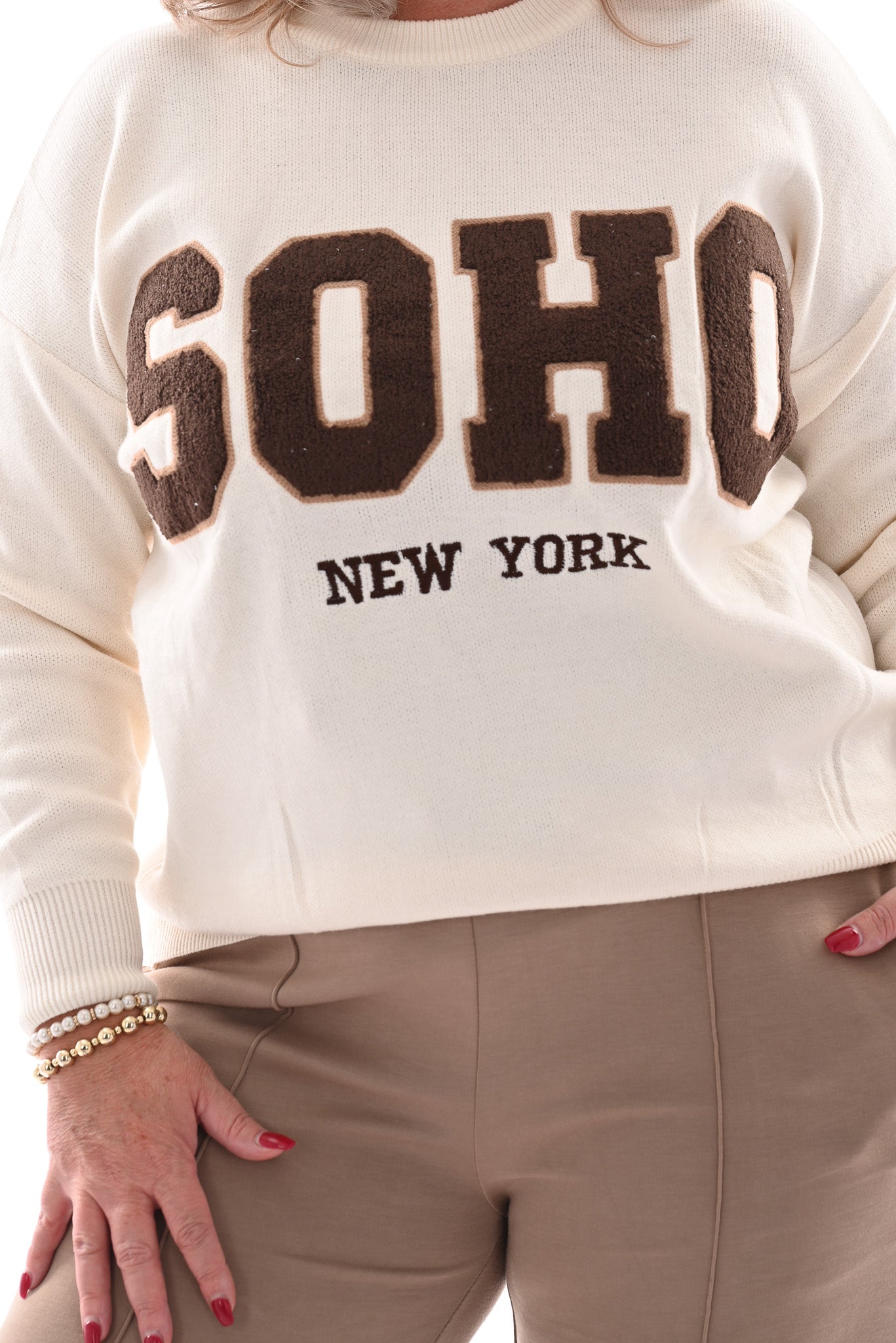Fijn gebreide trui Soho creme