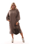 Sweaterdress met zakken taupe