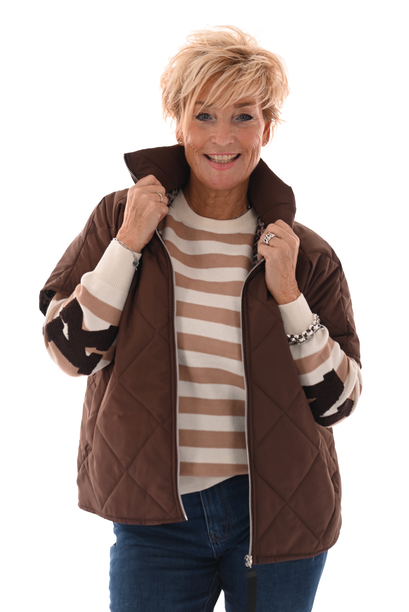 Bodywarmer panterprint voering bruin
