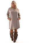 Tuniek deluxe v-hals 3/4e mouwen met zakken taupe