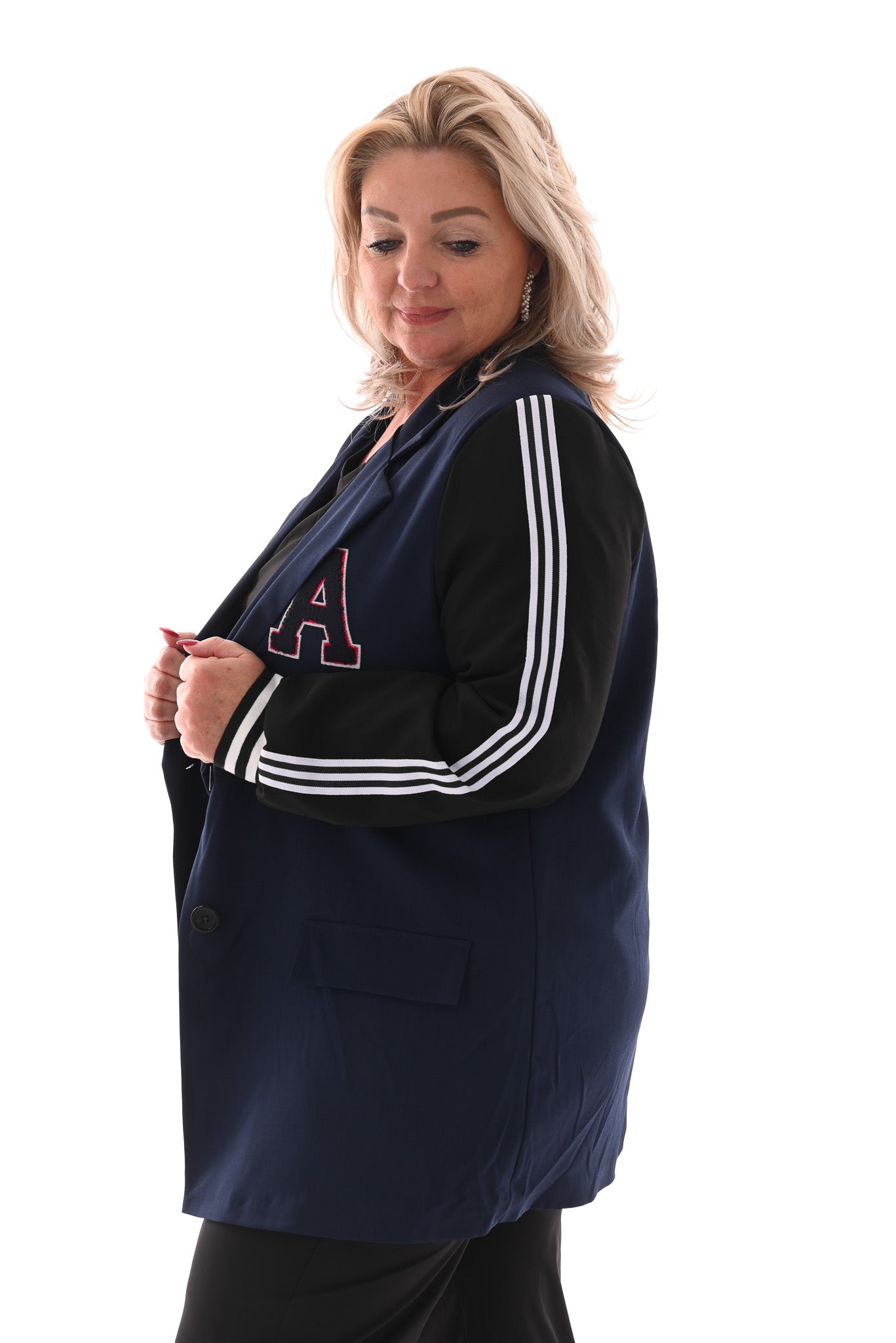 Blazer met bies strepen marineblauw