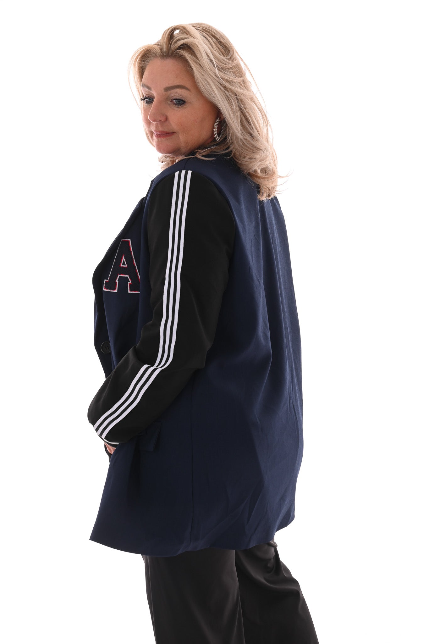 Blazer met bies strepen marineblauw