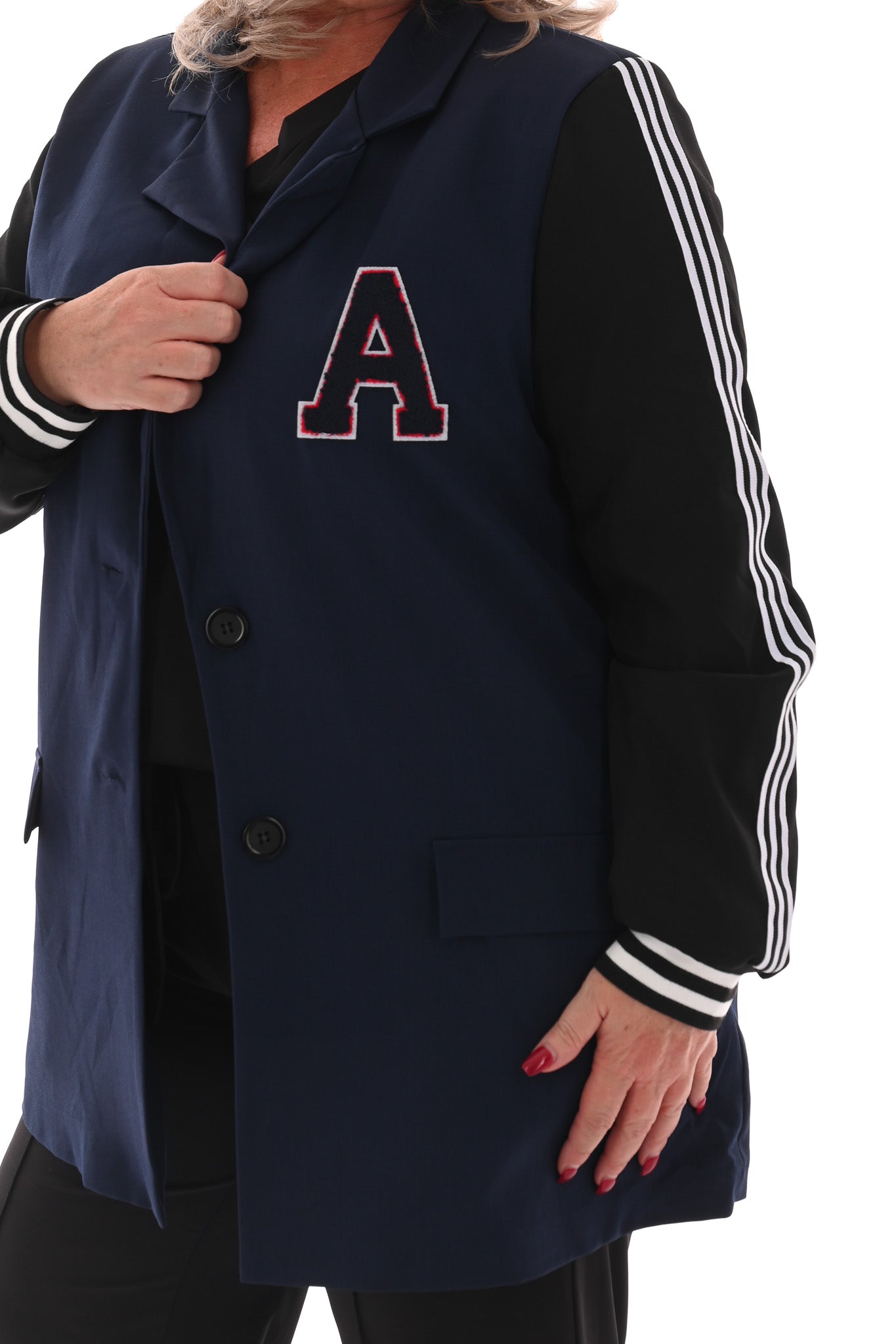 Blazer met bies strepen marineblauw