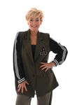 Blazer met bies strepen legergroen