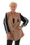 Blazer met bies strepen camel