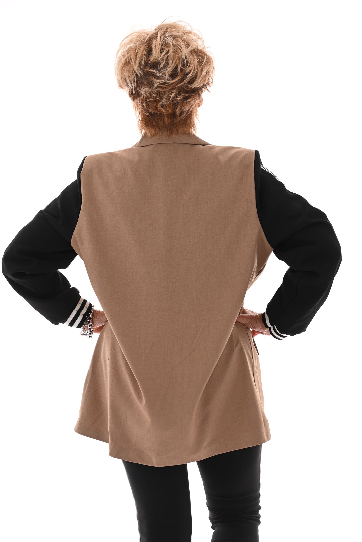 Blazer met bies strepen camel