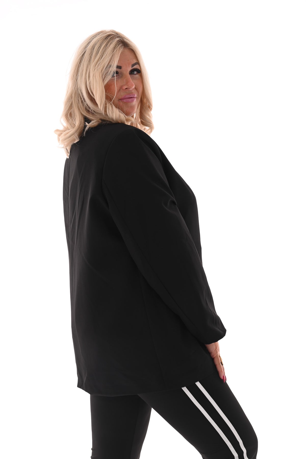 Oversized blazer met gouden gesp schuin zwart