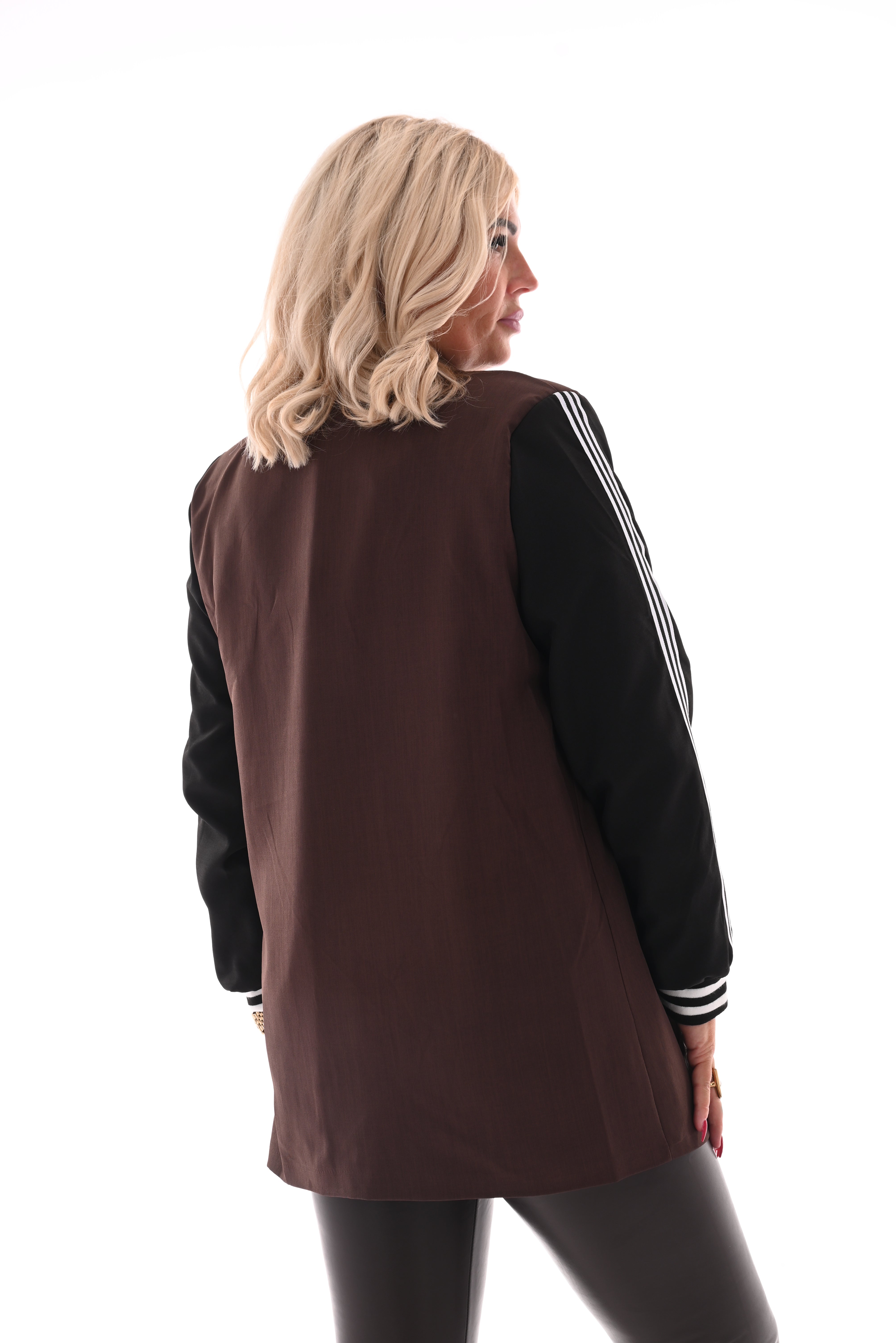 Blazer met bies strepen bruin