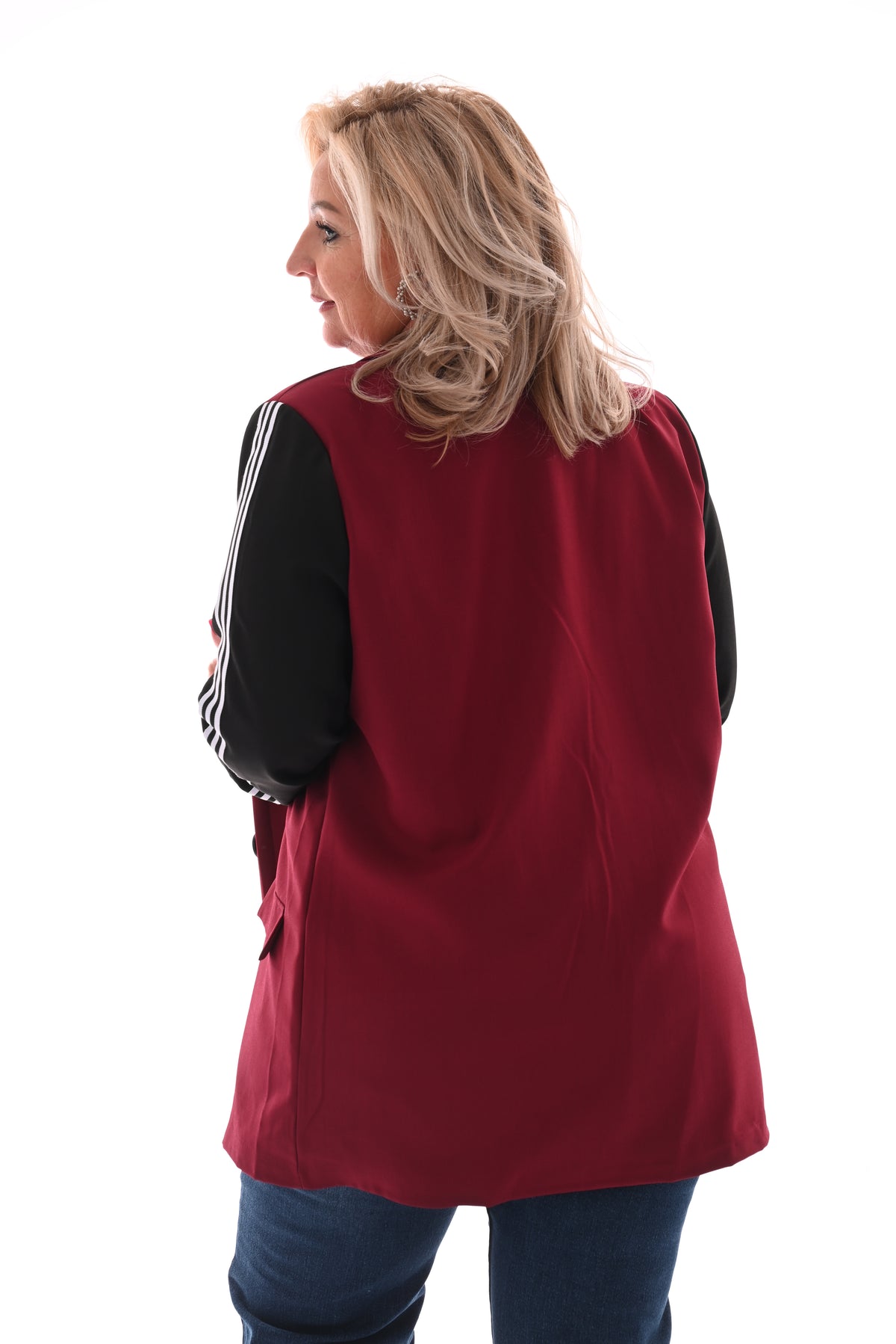 Blazer met bies strepen bordeaux