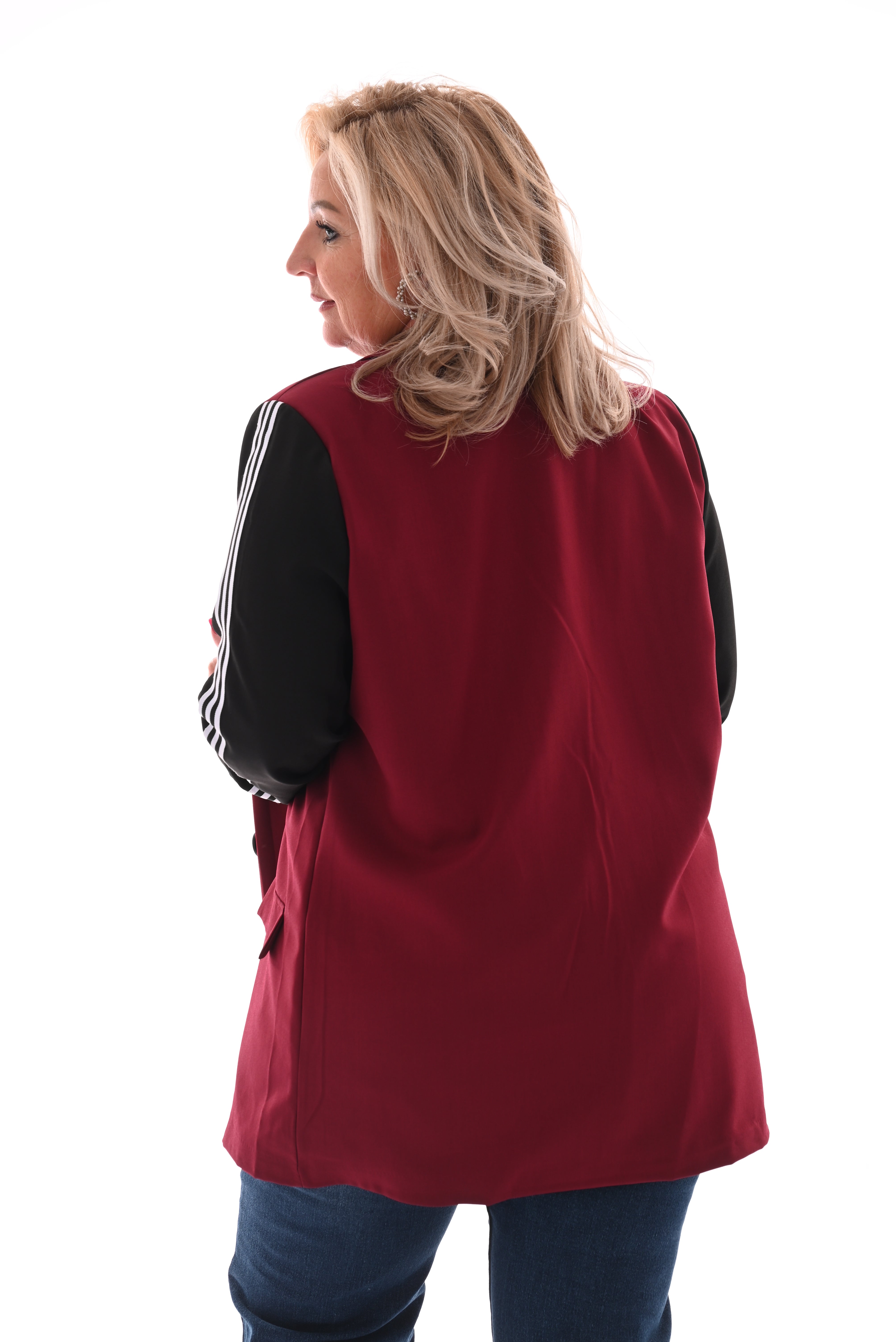Blazer met bies strepen bordeaux
