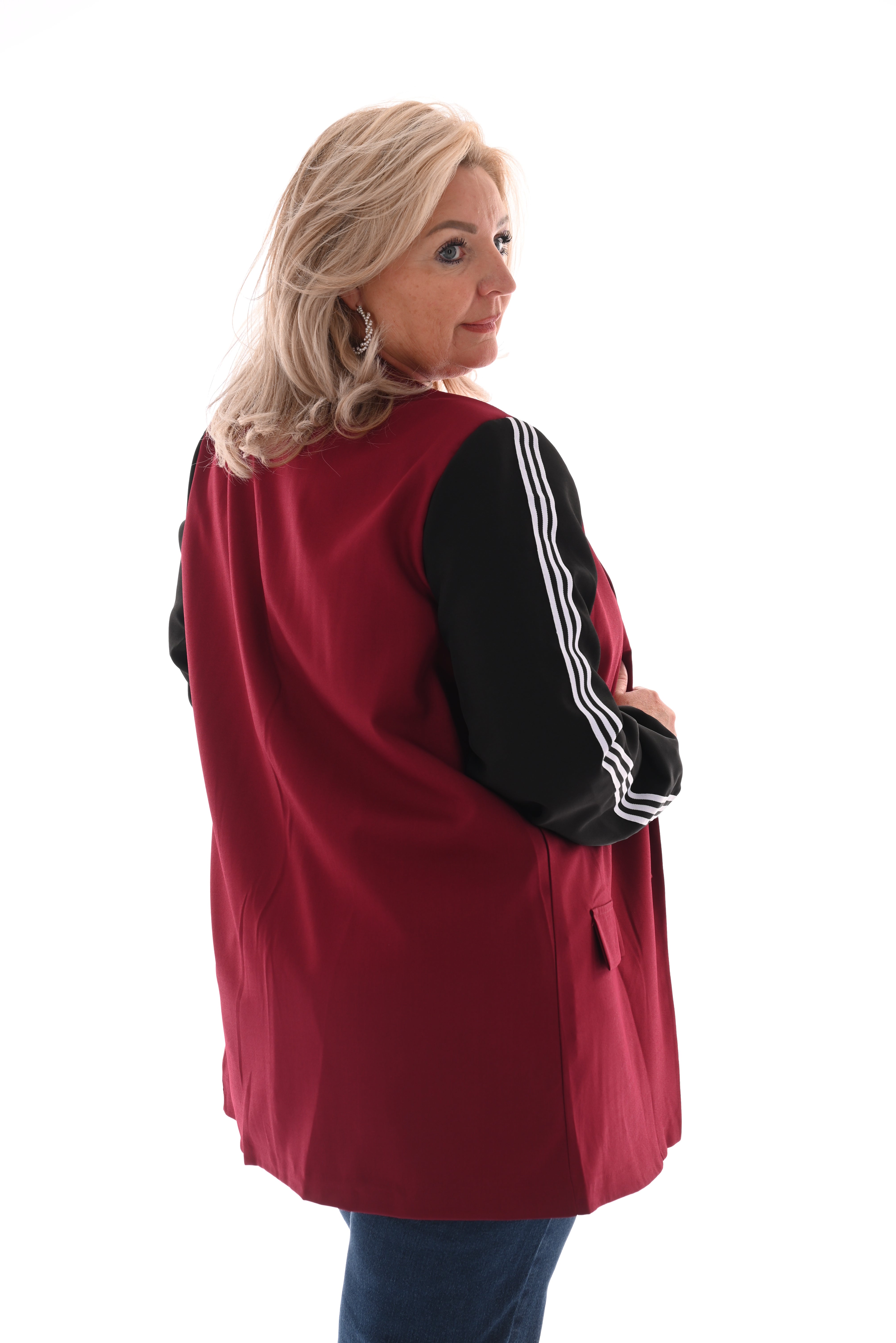 Blazer met bies strepen bordeaux