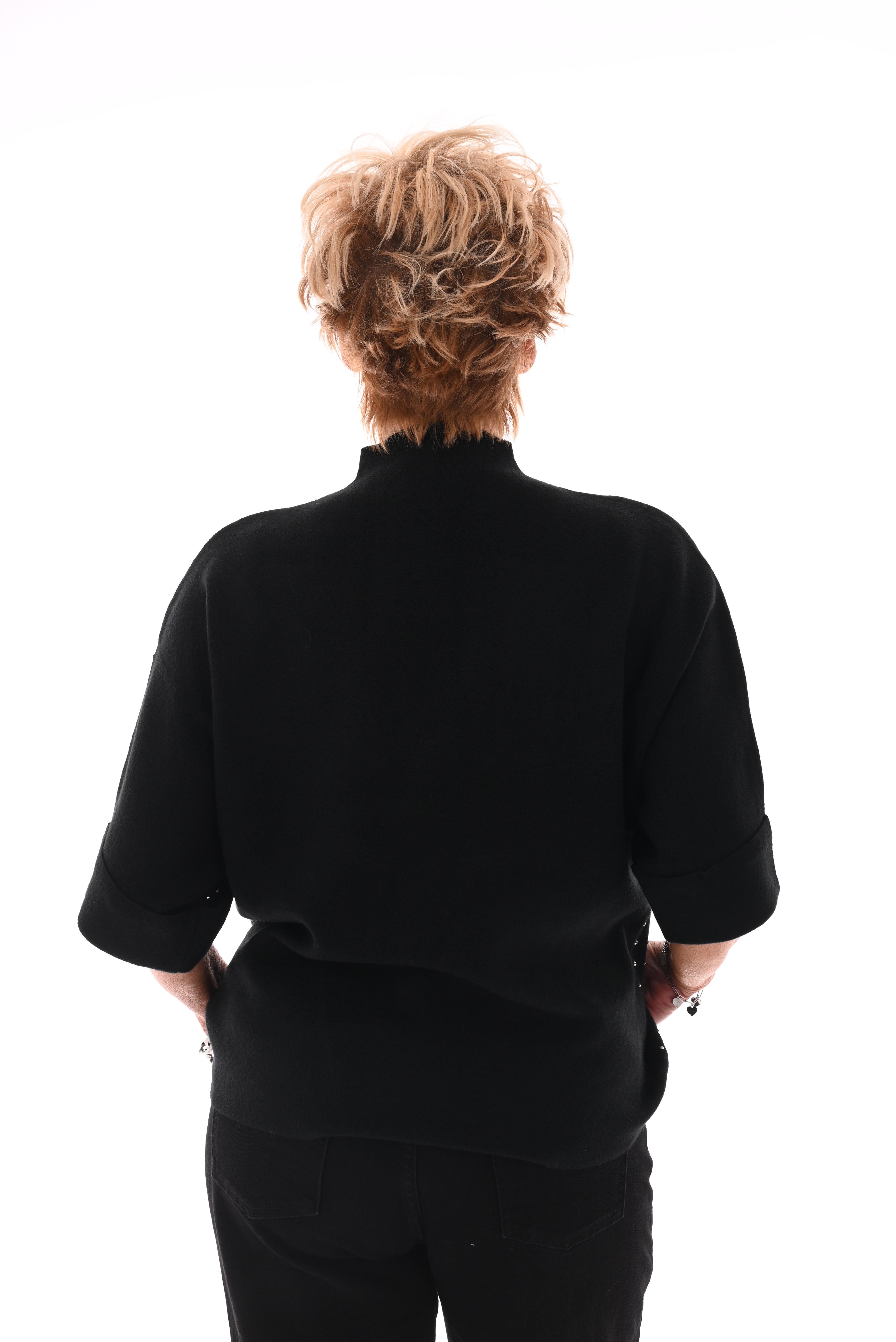 Top korte mouwen met strass zwart