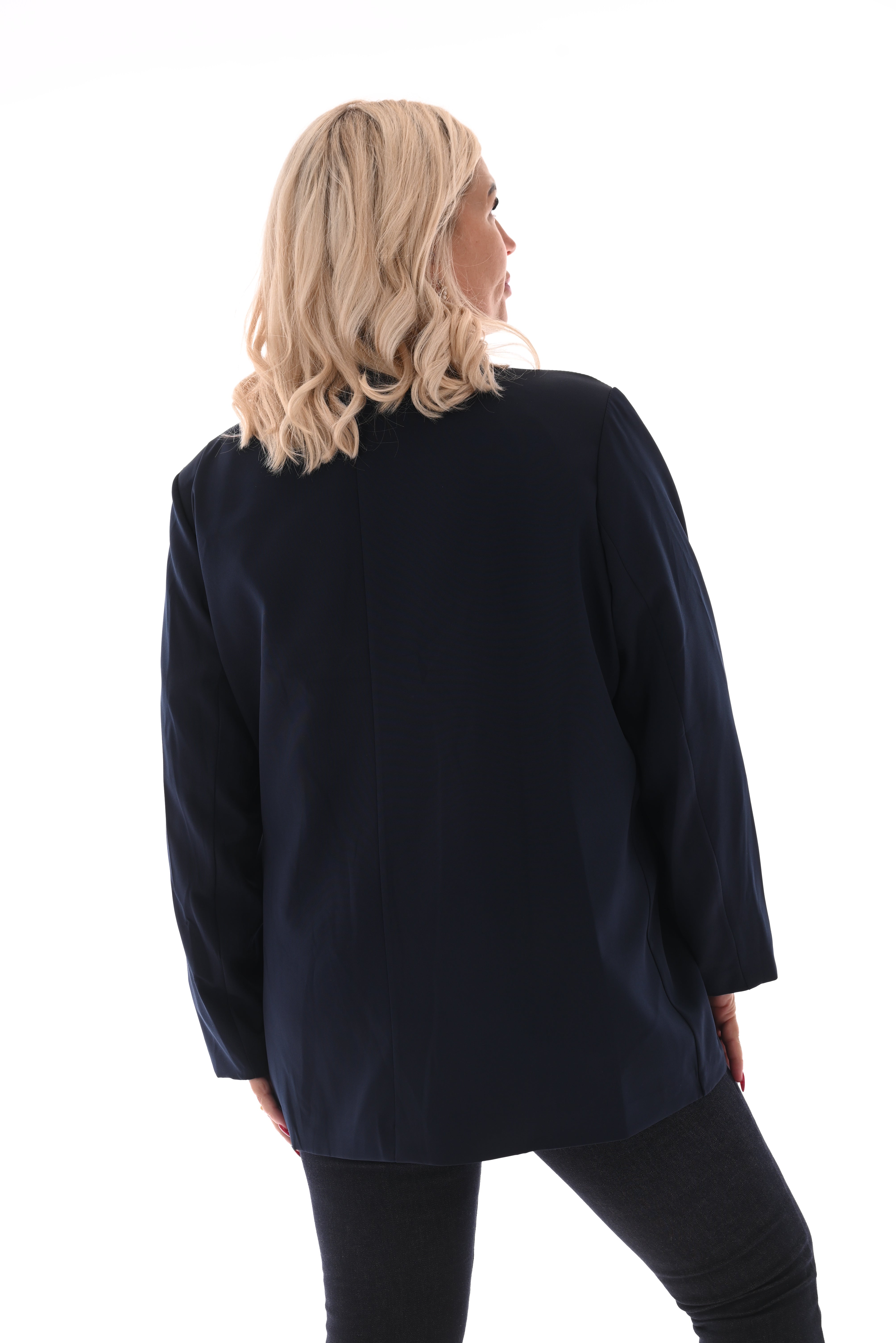 Oversized blazer met gouden gesp schuin marineblauw