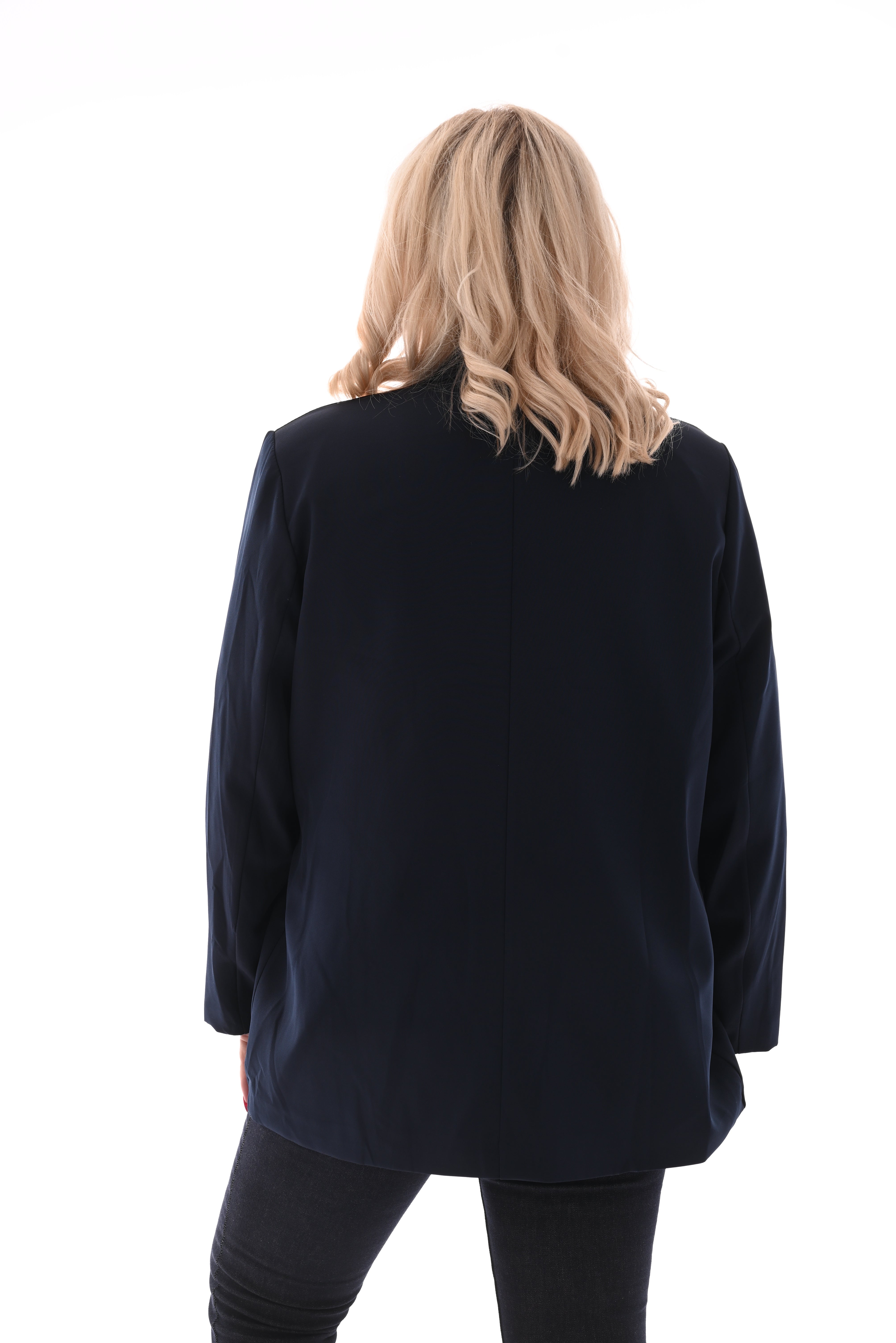 Oversized blazer met gouden gesp schuin marineblauw