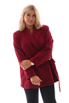 Oversized blazer met gouden gesp schuin bordeaux