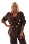 Blazer met strass en knopen bruin