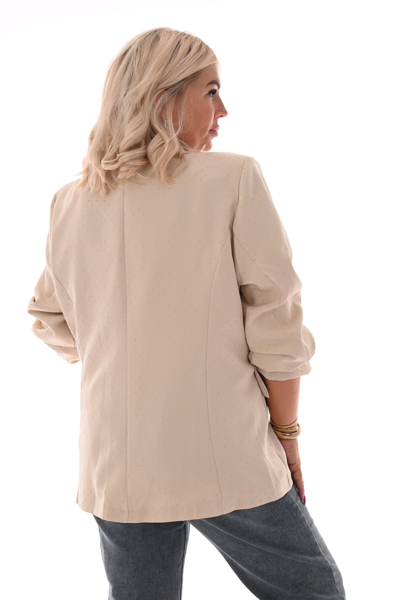 Blazer met strass en knopen beige