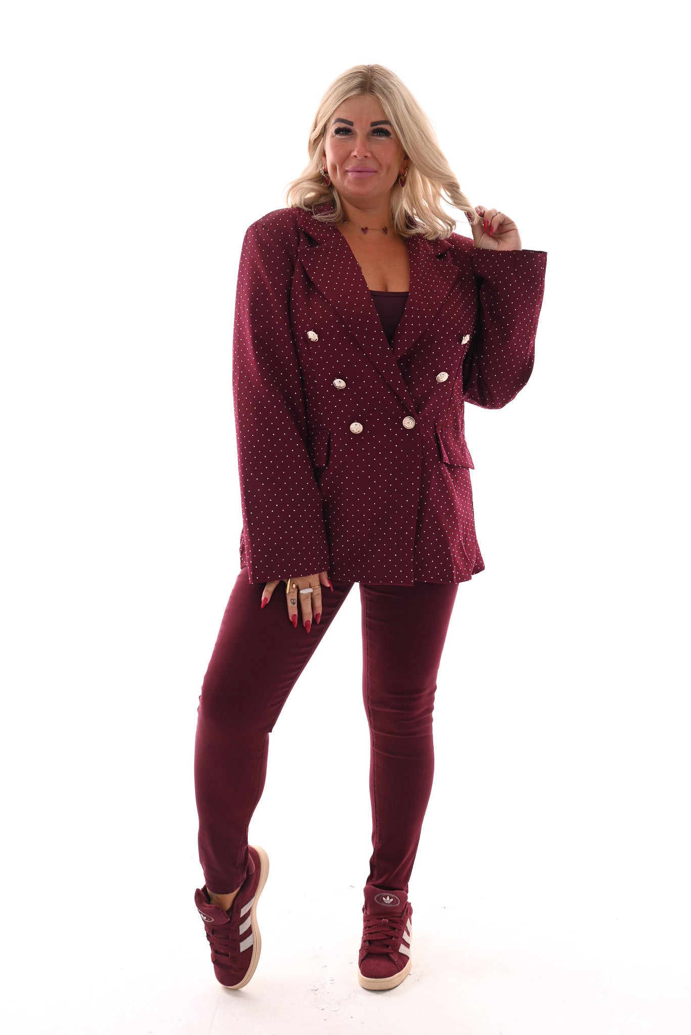 Blazer met strass en knopen bordeaux