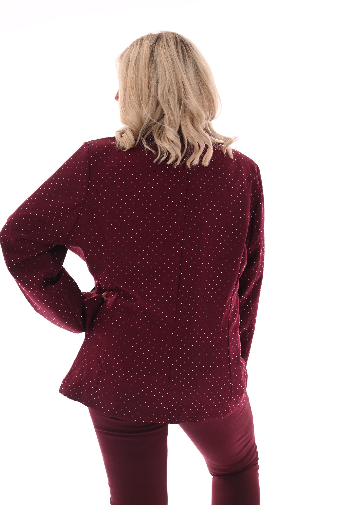 Blazer met strass en knopen bordeaux