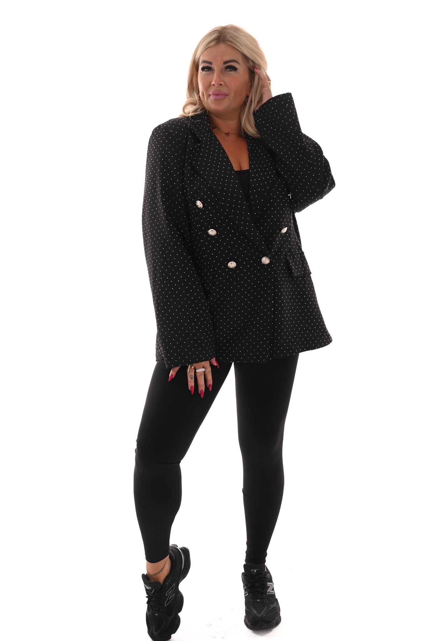Blazer met strass en knopen zwart/zilver