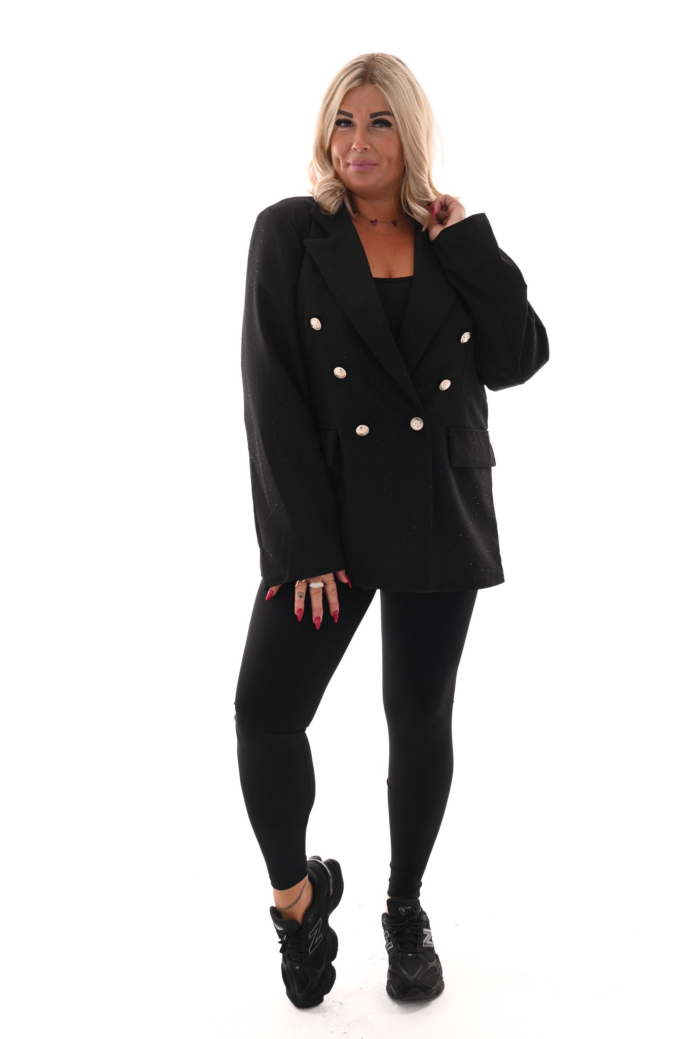 Blazer met strass en knopen zwart