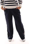 Wide leg joggingsbroek met bies marineblauw