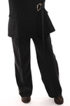 Wide leg joggingsbroek met bies zwart