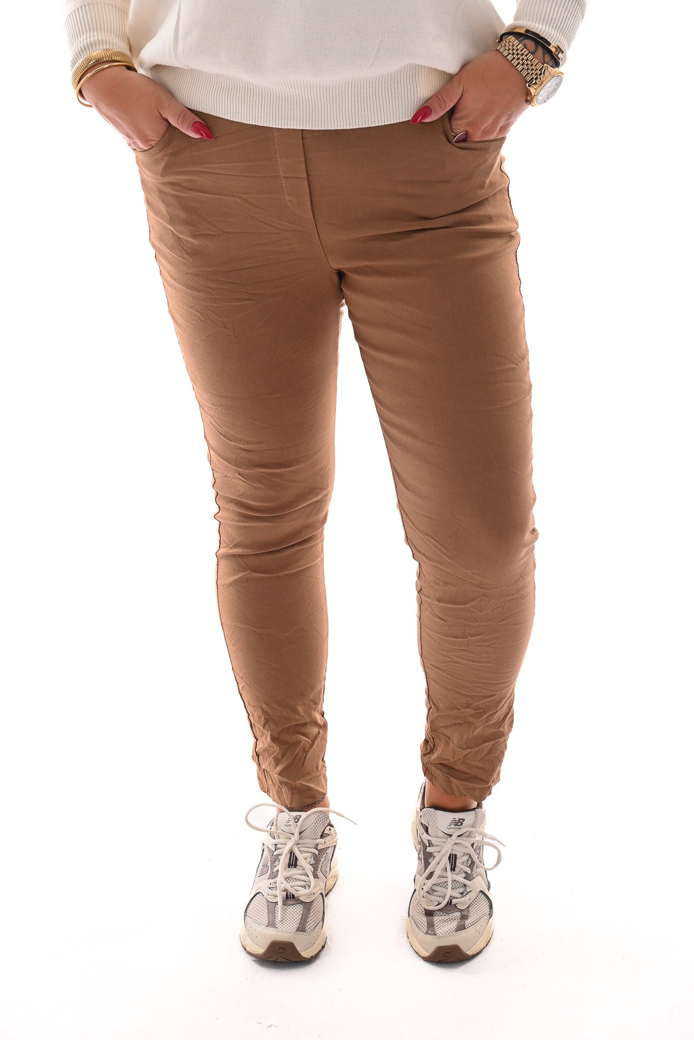 Stretchbroek uni lichtbruin