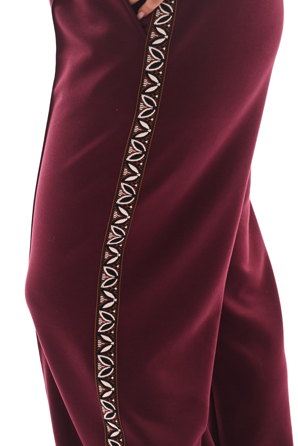 Wide leg joggingsbroek met bies bordeaux