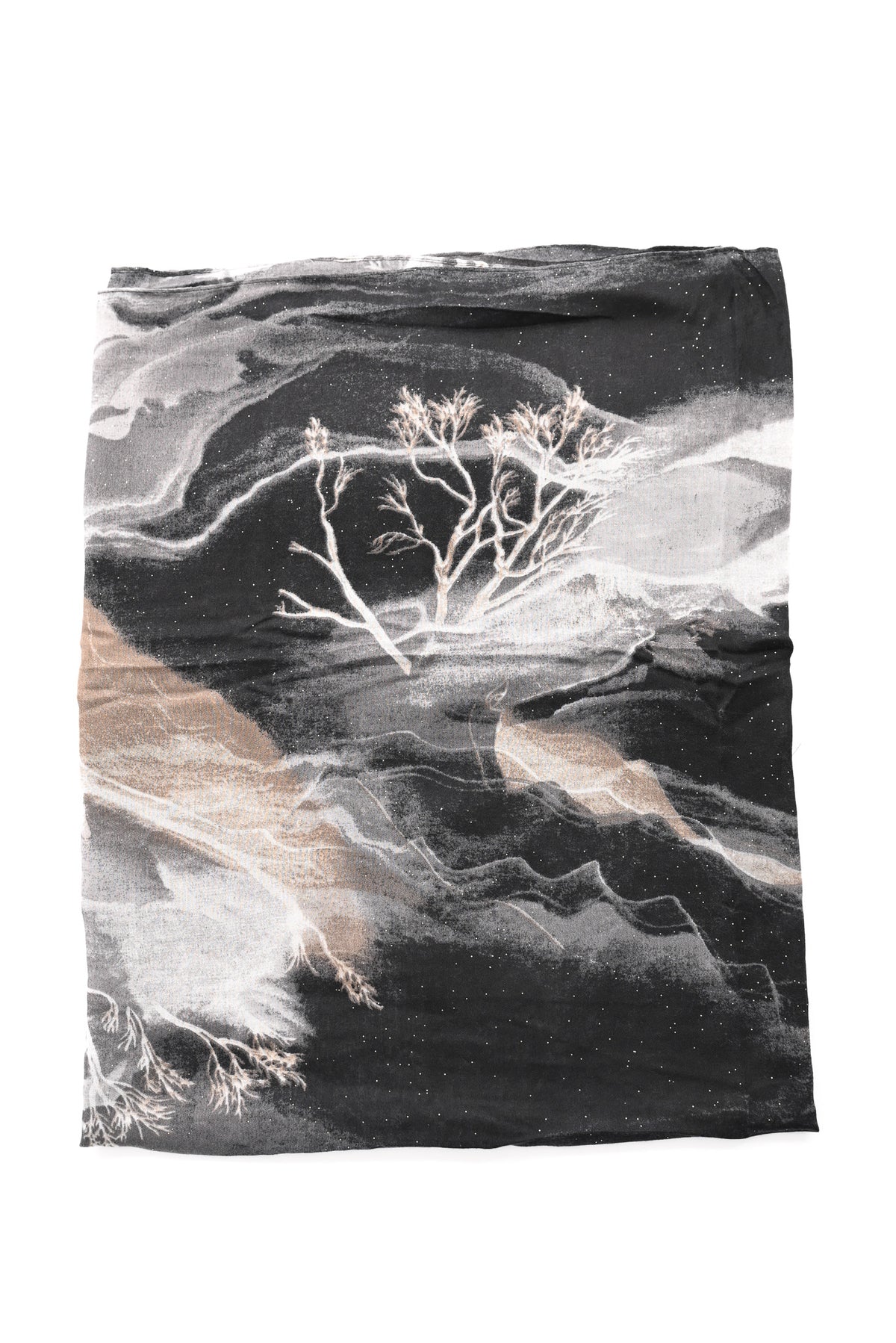 Sjaal landscape glitters zwart/beige