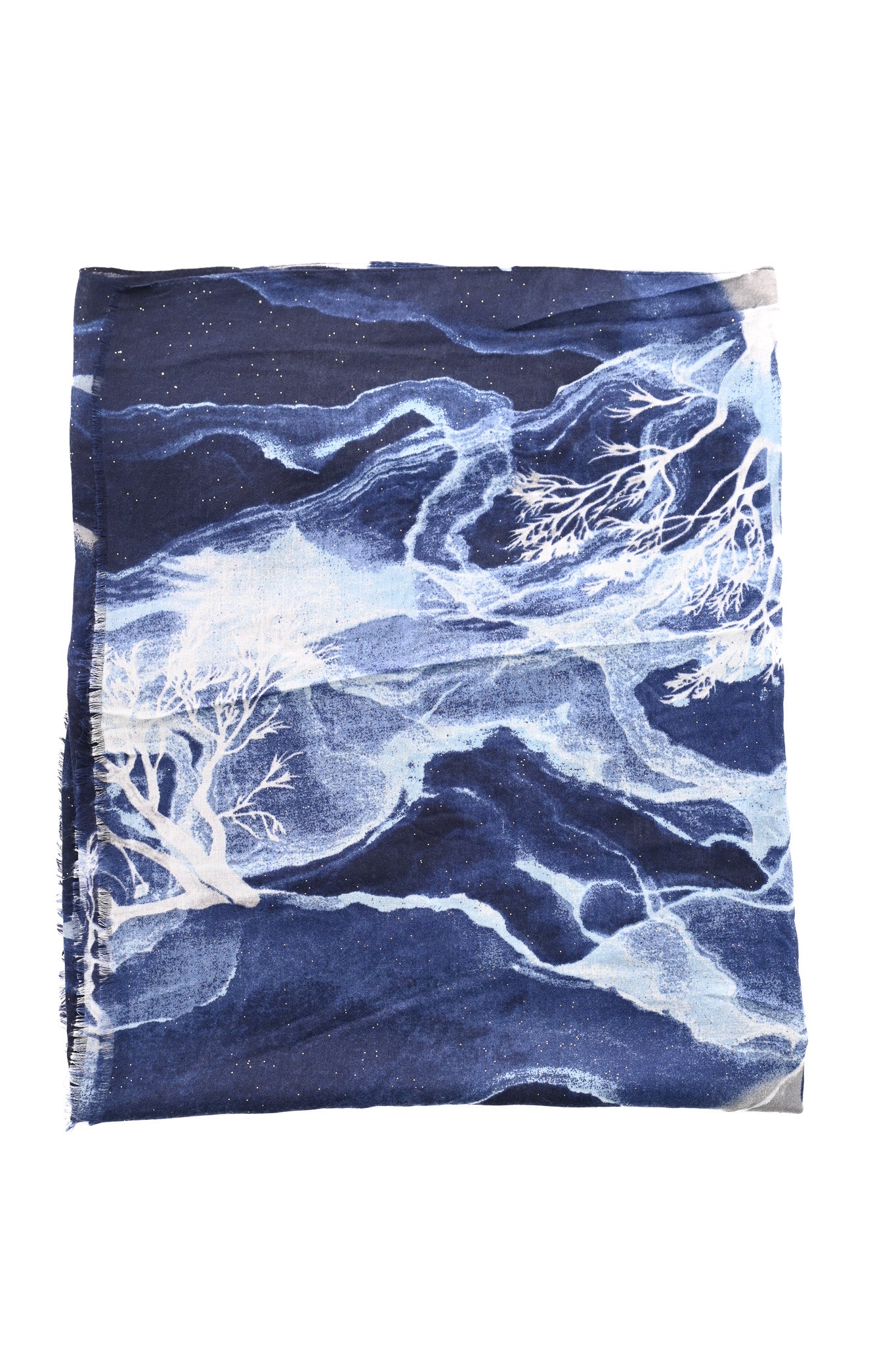 Sjaal landscape glitters donkerblauw/grijs