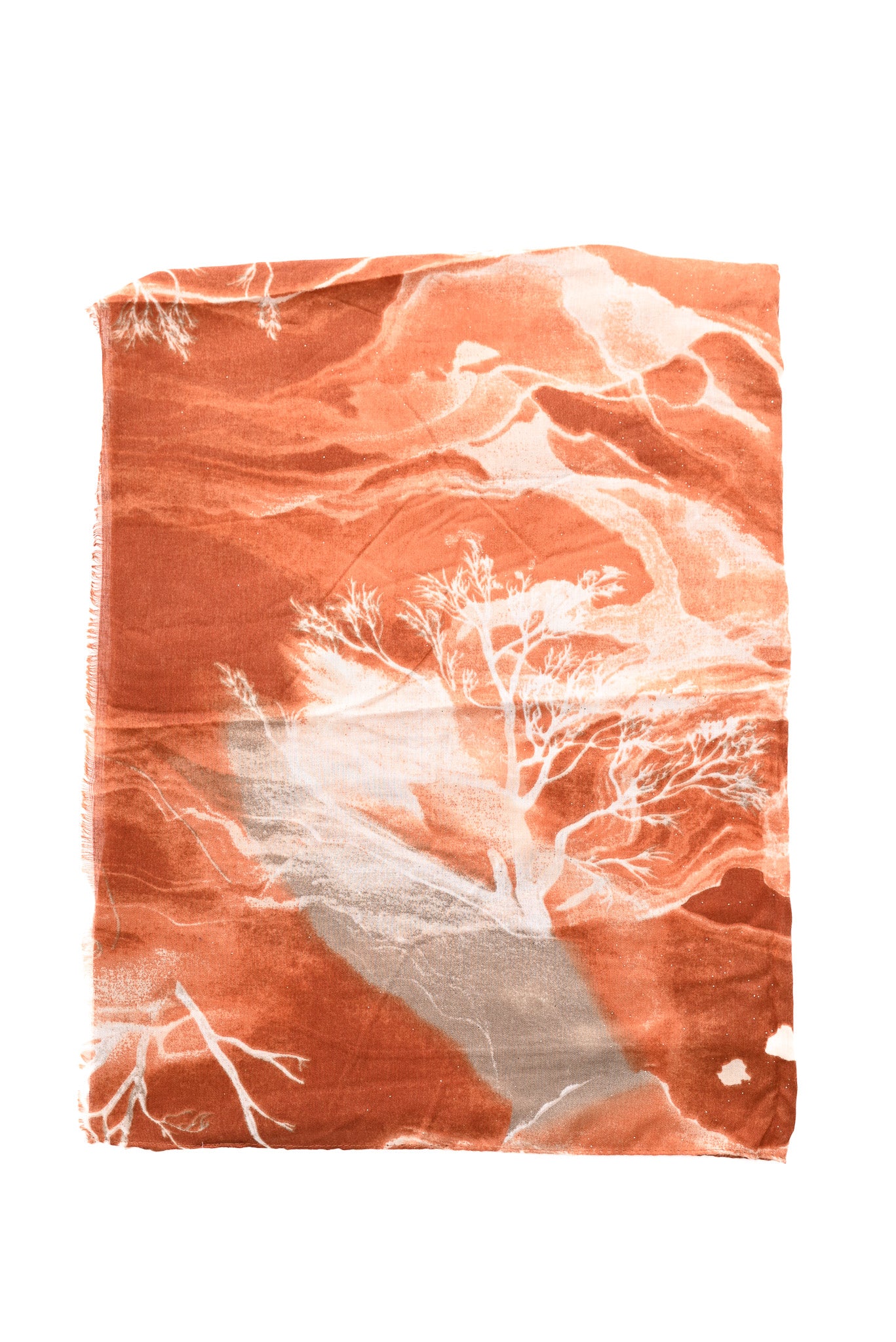 Sjaal landscape glitters oranje/beige