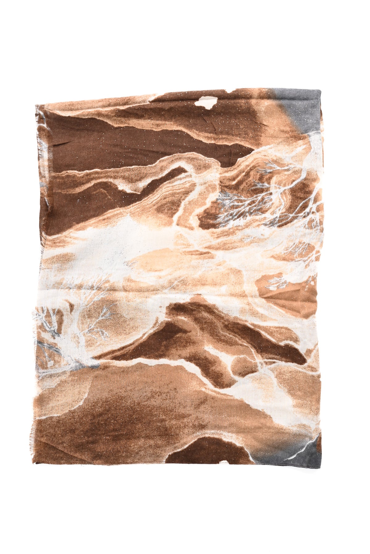 Sjaal landscape glitters bruin/roomwit