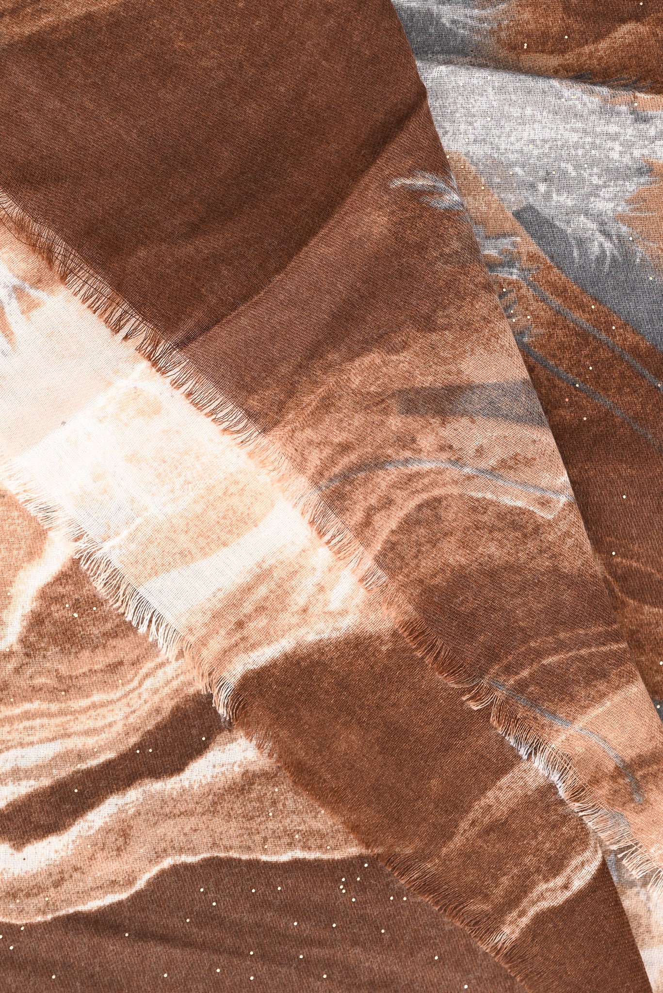 Sjaal landscape glitters bruin/roomwit