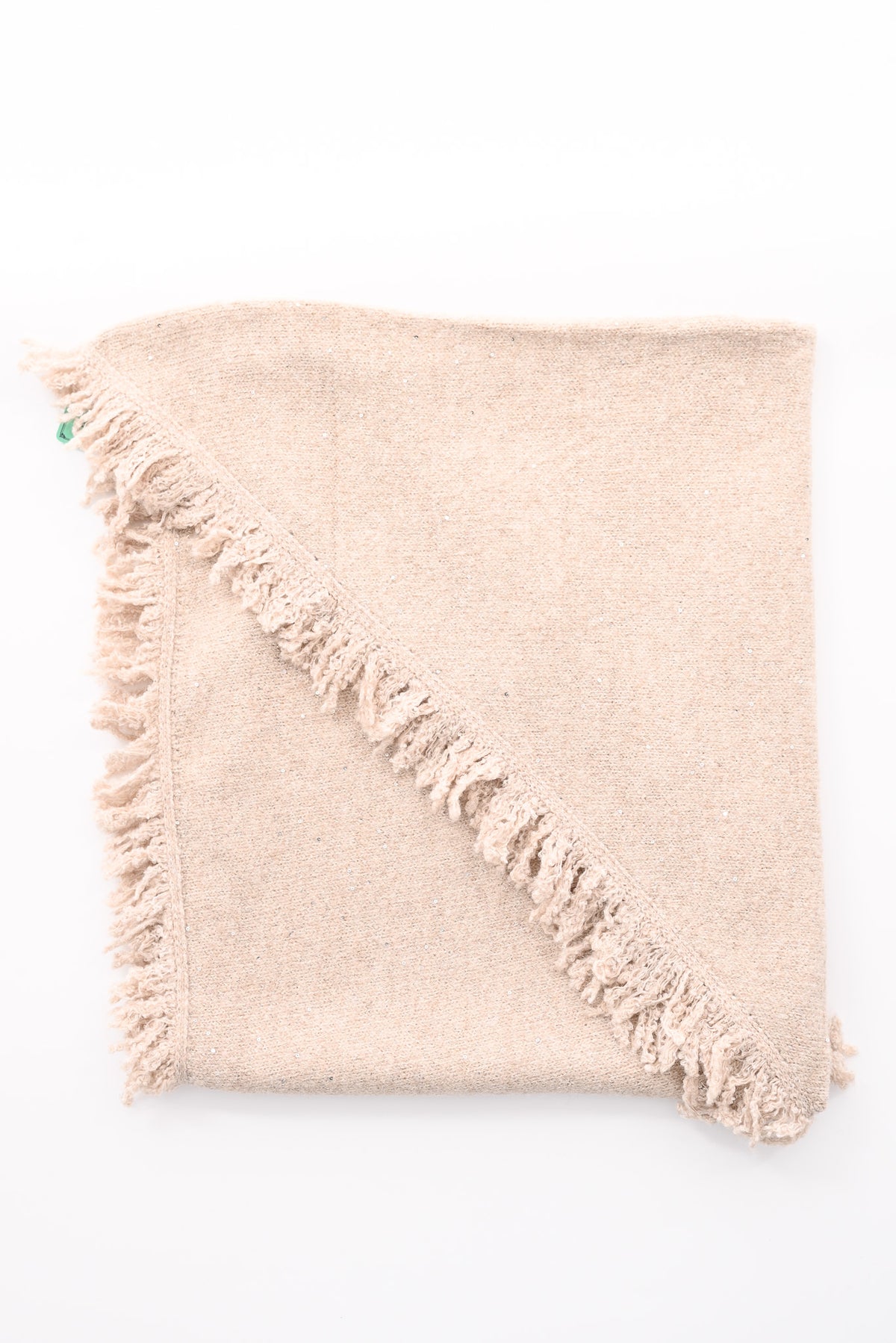 Sjaal met pailletten en franjes beige