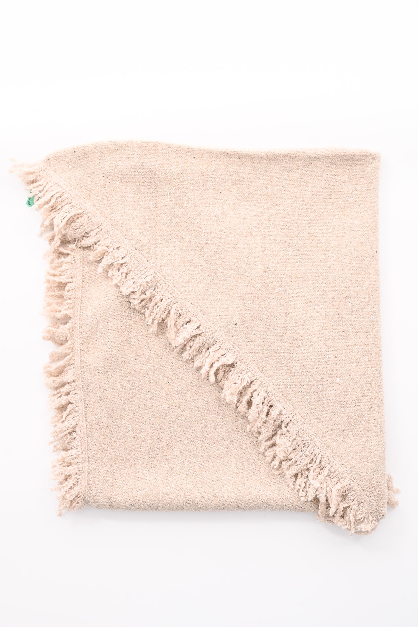 Sjaal met pailletten en franjes beige