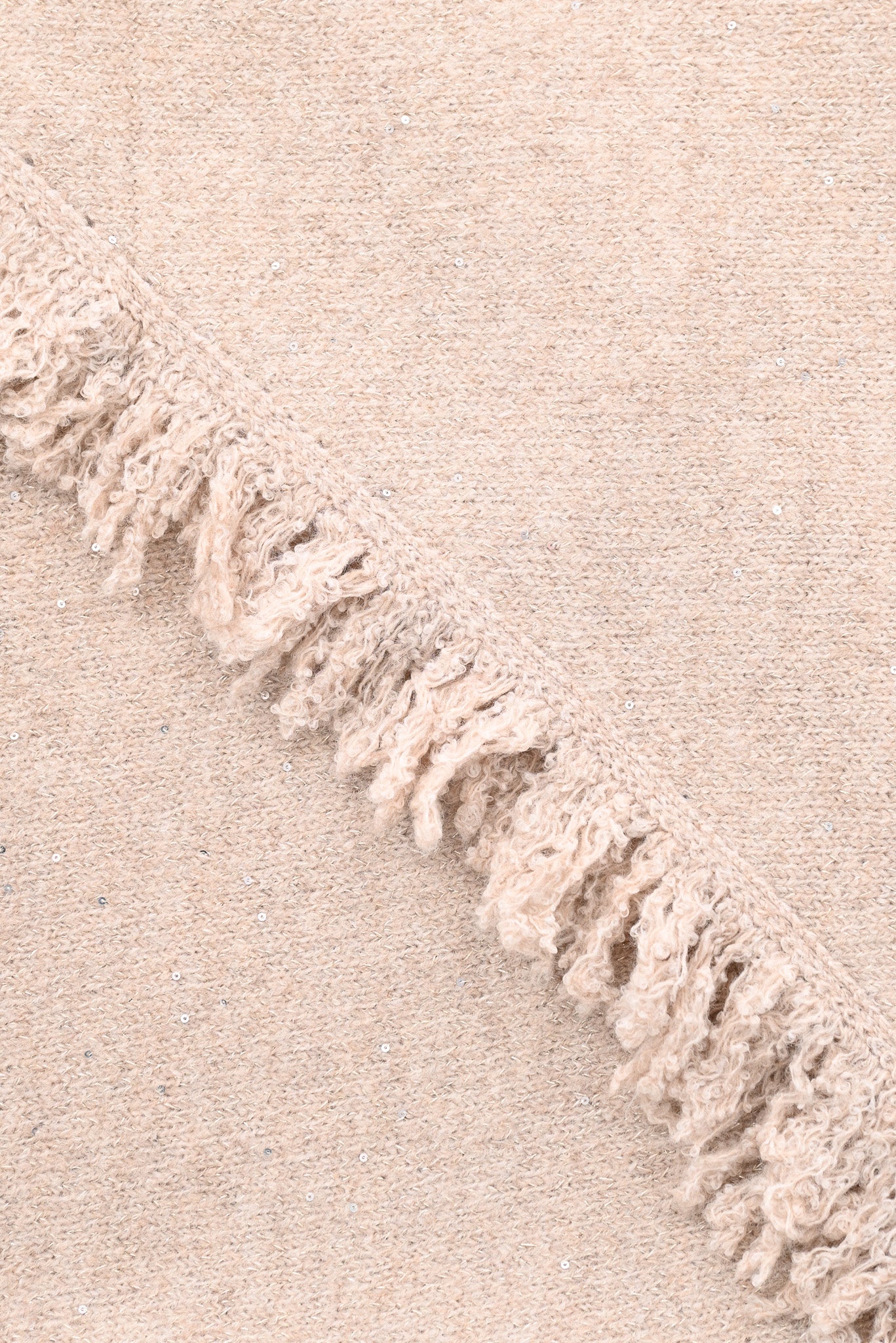 Sjaal met pailletten en franjes beige