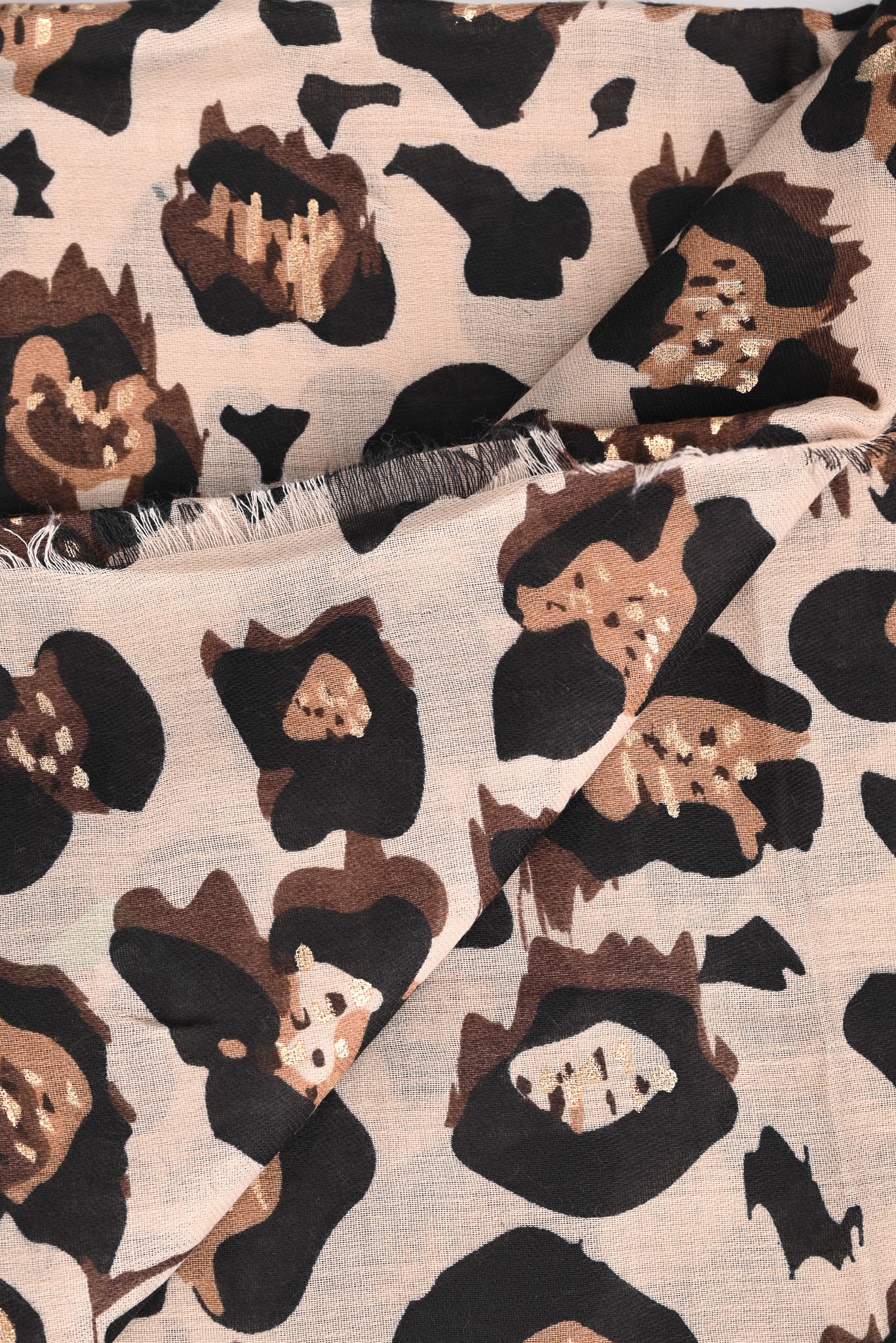 Sjaal grote panterprint beige