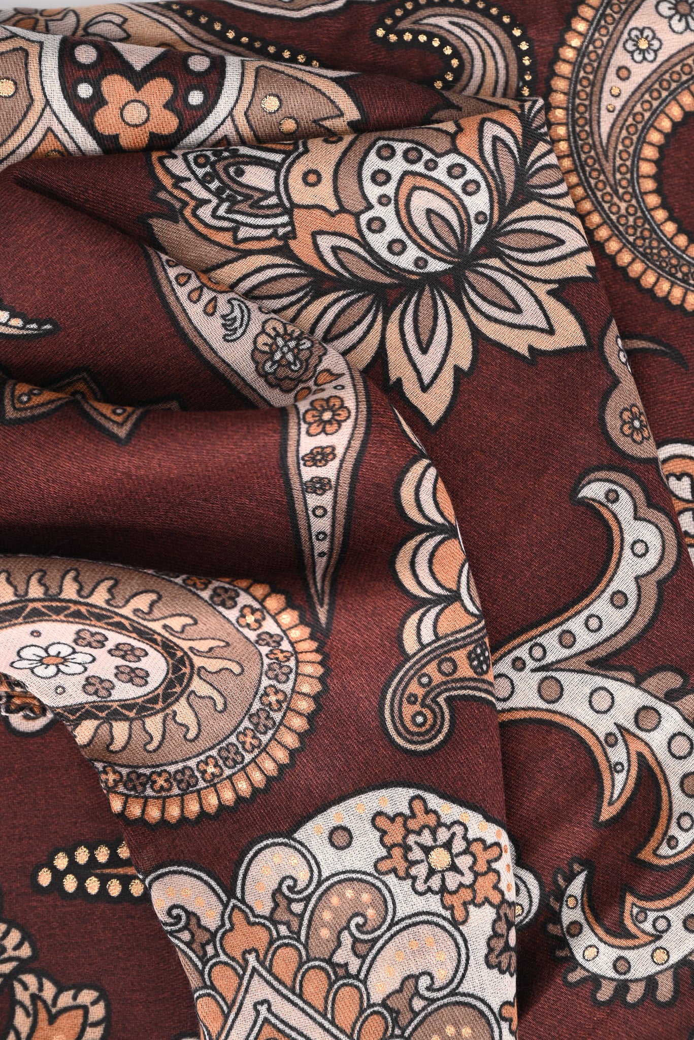 Sjaal paisley print donkerbruin