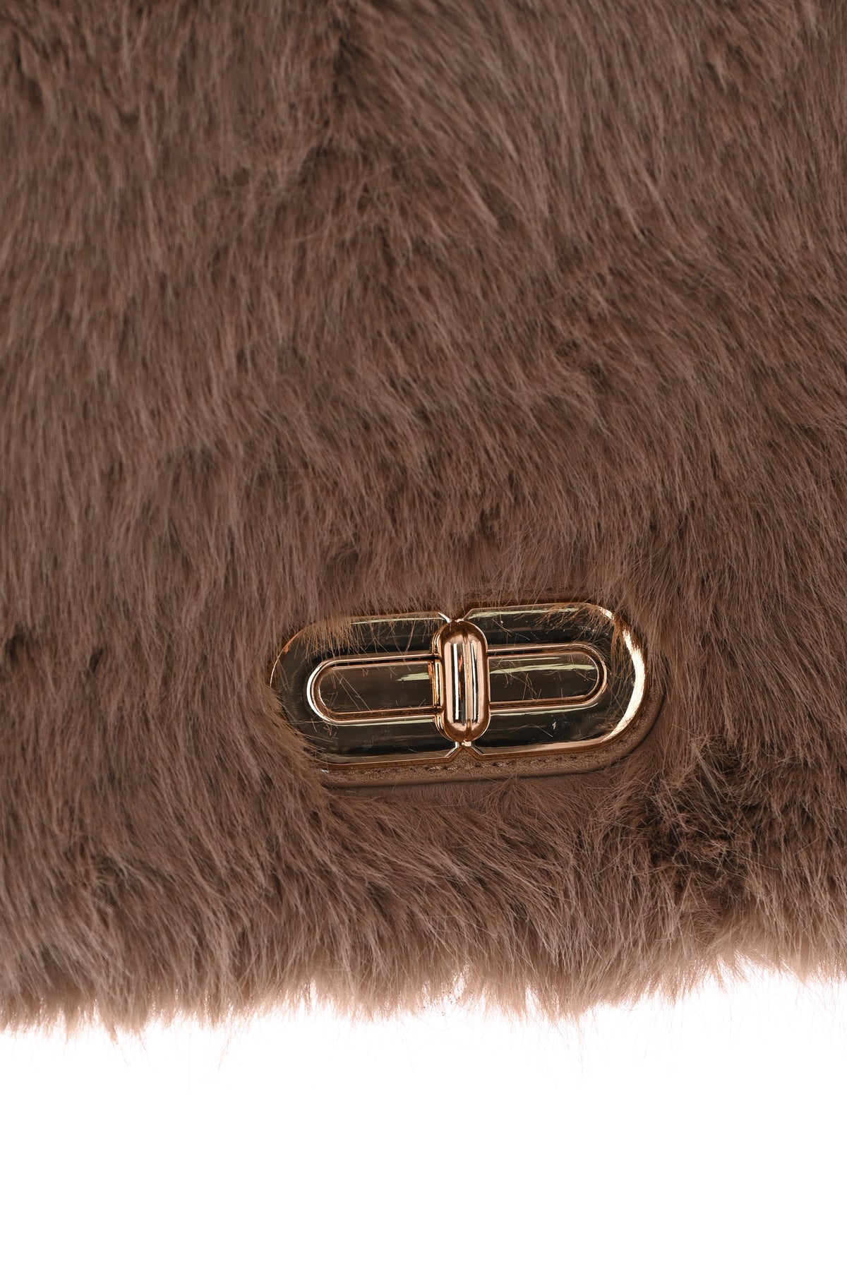 Faux fur suedinelook schouder tas beige