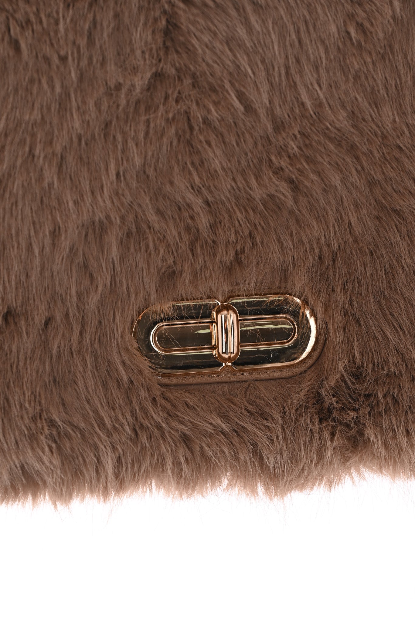 Faux fur suedinelook schouder tas beige