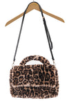 Faux fur panterprint handtas beige